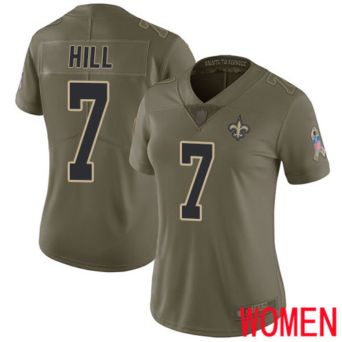 New Orleans Saints Limited Olive Women Taysom Hill Jersey NFL Football #7 2017 Salute to Service Jersey
